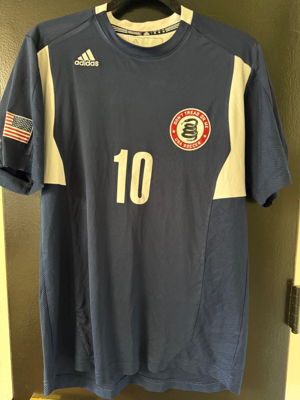 Adidas USA Soccer jersey featuring a "Don't Tread on Me" crest.